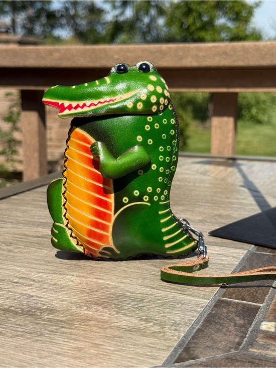 Hand Crafted Handbags - NWT Handmade  leather alligator coin purse and wristlet